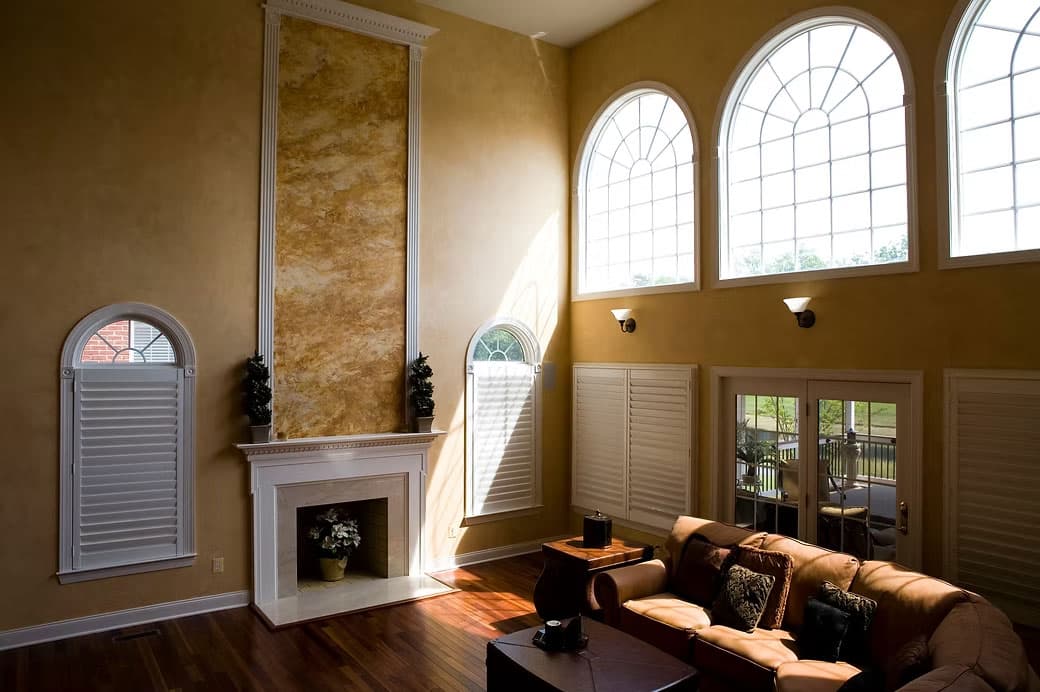 Beautiful living room interior with fireplace